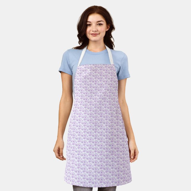Delantal con Patrón Floral Morado Elegante (Gastado)