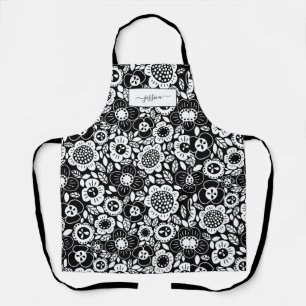 Delantal con Patrón Floral y Nombre en Letra Scrip
