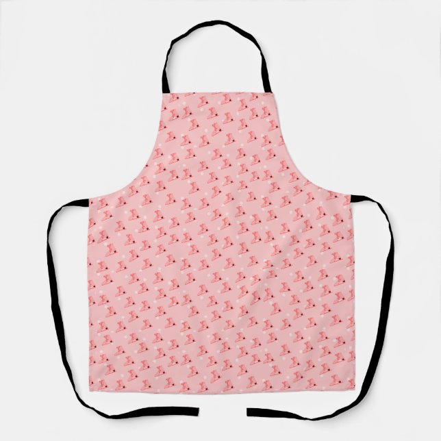 Delantal con patrón rosa de patinaje sobre hielo (Anverso)