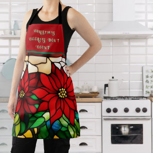 Delantal con Poinsettias de Vidrio Pintado Falso