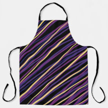 Delantal con rayas diagonales moradas y doradas mo