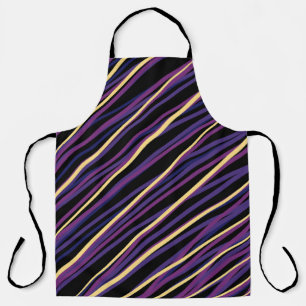 Delantal con rayas diagonales moradas y doradas mo