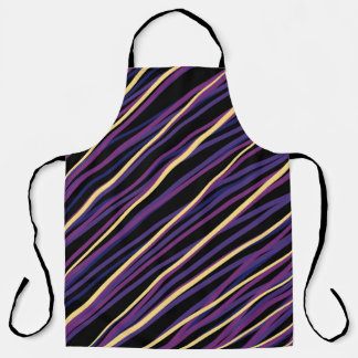 Delantal con rayas diagonales moradas y doradas mo