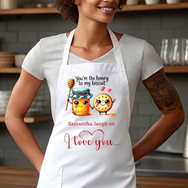 Delantal con regalo de amor personalizado y divert (Funny Foods Personalized Cute Love Gift Apron)