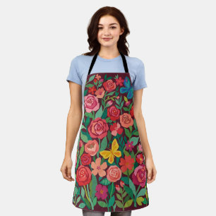 Delantal con rosas y mariposas recortadas de Matis