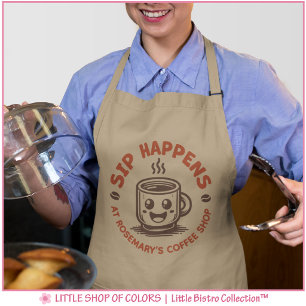 Delantal con tema de café 'Cute Sip Happens'