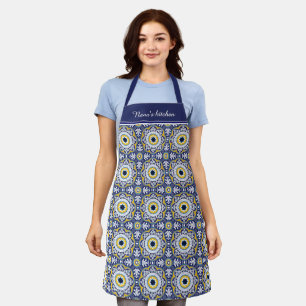 Delantal Con texto 😍 Hermoso Azulejos azules y amarillos,