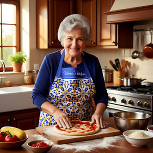 Delantal Con texto 💙 💛 Hermosos Azulejos azules y amarill