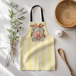 Delantal Concha costera retro monograma personalizado
