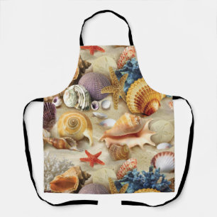 Delantal conchas marinas en la playa