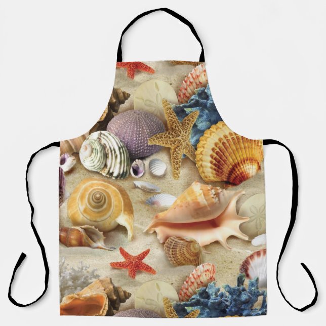 Delantal conchas marinas en la playa (Anverso)