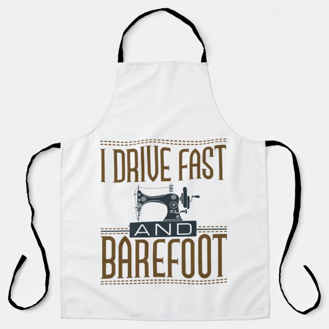 Delantal Conduzco rápido y descalzo máquina de coser de vin (Anverso)