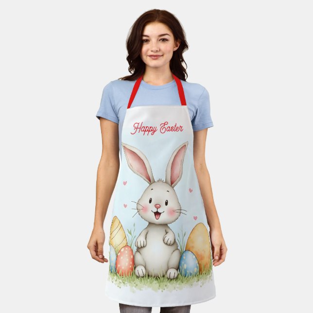 Delantal Conejito de Pascua y huevos Colección de moda (Gastado)