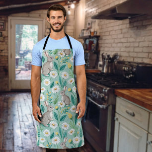 Delantal Conejitos Lindos Sentados Entre Margaritas Blancas