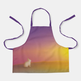 Delantal Conejo conejo blanco lindo en la colina de Grassy 