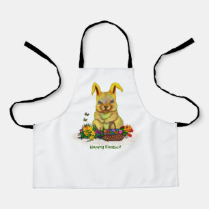 Delantal Conejo de Pascua con huevos y flores