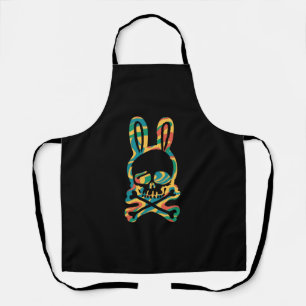 Delantal Conejo de Pascua Retro Tie Dye Conejo Cráneo Cruz
