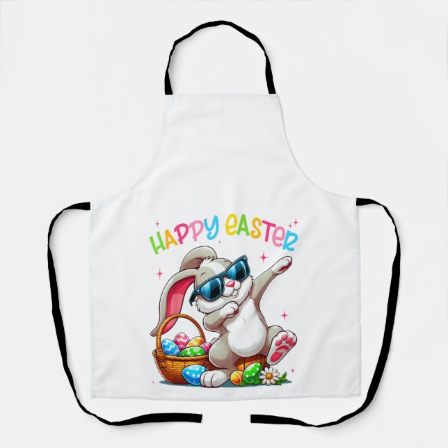 Delantal Conejo divertido haciendo dabbing Pascua Feliz Pas (Anverso)