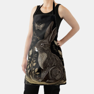 Delantal Conejo elegante en negro y beige