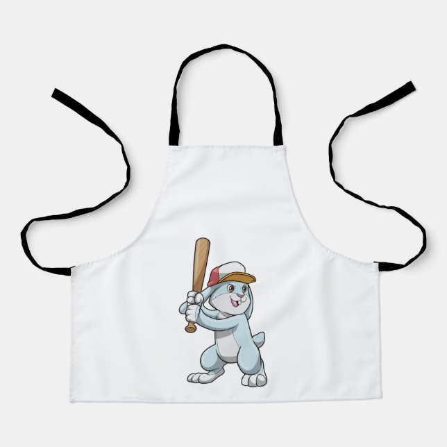 Delantal Conejo en béisbol con bate de béisbol (Anverso)