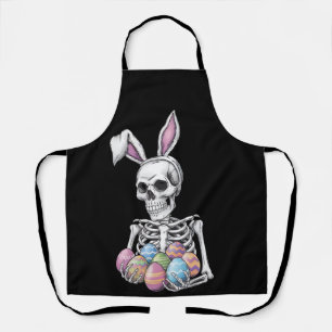 Delantal Conejo Esqueleto Sosteniendo Huevos de Pascua Cone