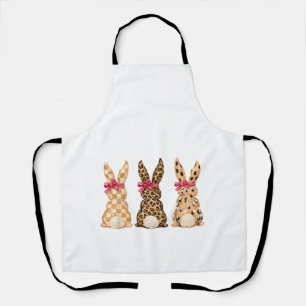 Delantal Conejo Leopardo de Pascua Feliz Coqueta Lazo Chica