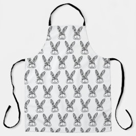 Delantal Conejo tribal blanco y negro