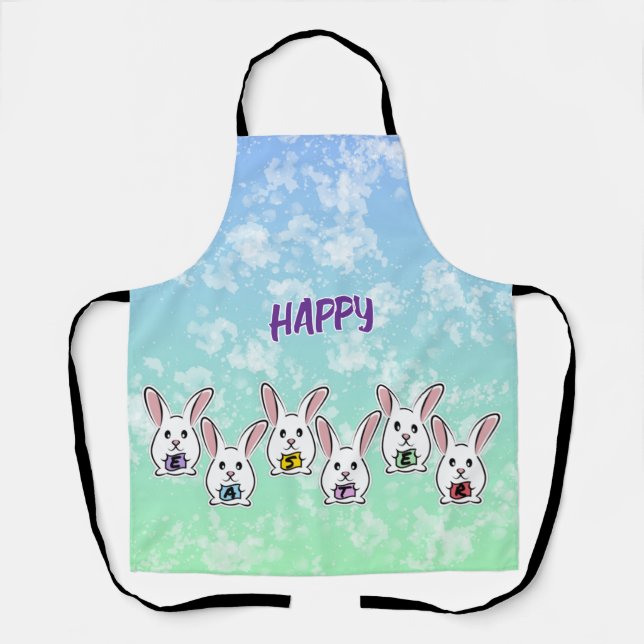 Delantal Conejos de Pascua con Forma de Huevo (Anverso)