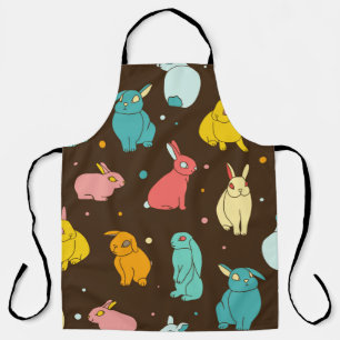 Delantal Conejos multicolores, diferentes conejos, se cierr