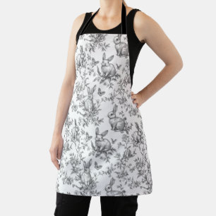 Delantal Conejos Negros Dulces Toile Francés