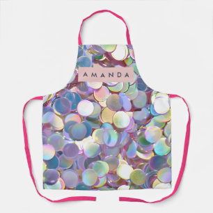 Delantal Confeti Iridescente Elegante Personalizado