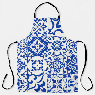Delantal Conjunto de 16 azulejos azules y blancos. Original