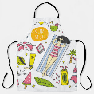 Delantal Conjunto de doodle de verano sobre la cosecha de f