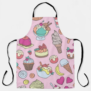 Delantal Conjunto de dulces diferentes. Patrón de doodle s