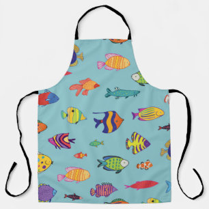 Delantal Conjunto de peces tropicales. patrón sin interrupc