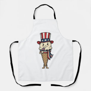 Delantal Cono de helado patriótico diseño de grabado vintag
