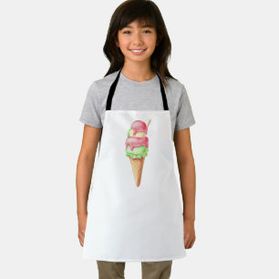 Delantal Cono de helado rosa y verde retro