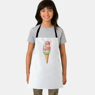 Delantal Cono de helado rosa y verde retro