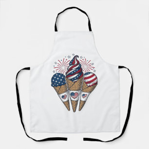 Delantal Conos de helado patrióticos vintage camisa del cua