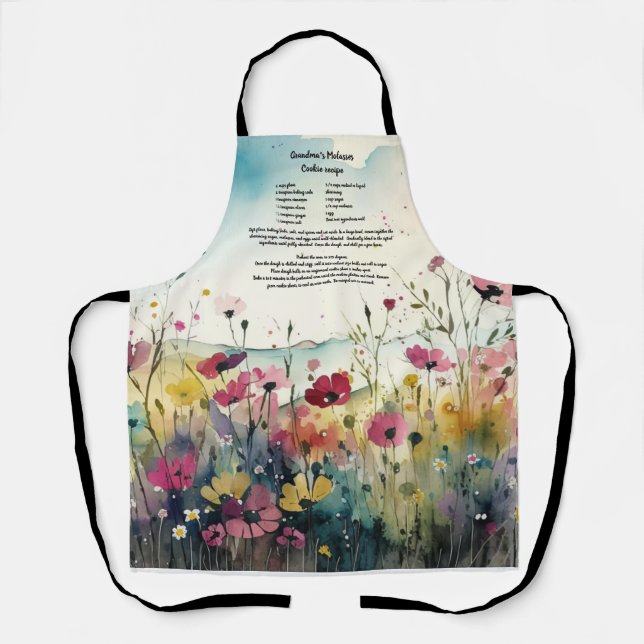 Delantal Conservación de recetas Wildflower WaterColor (Anverso)