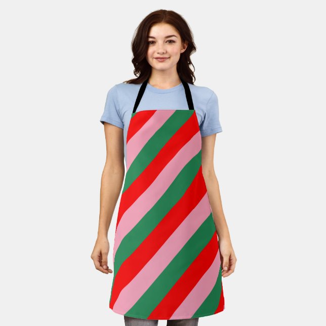 Delantal Contemporary Christmas Candy Stripes  (Gastado)