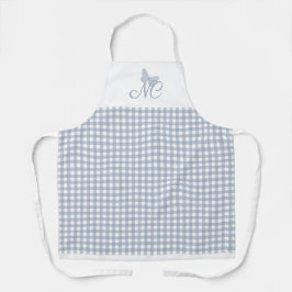 Delantal Controles de Gingham azul turbio monograma