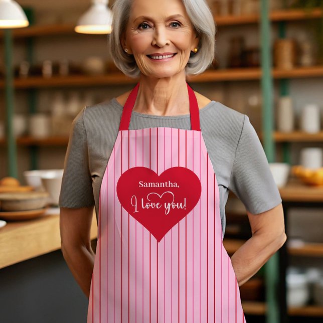 Delantal Cook With Love Personalized Heart Valentine Apron (Cook With Love Personalized Heart Valentine Apron)