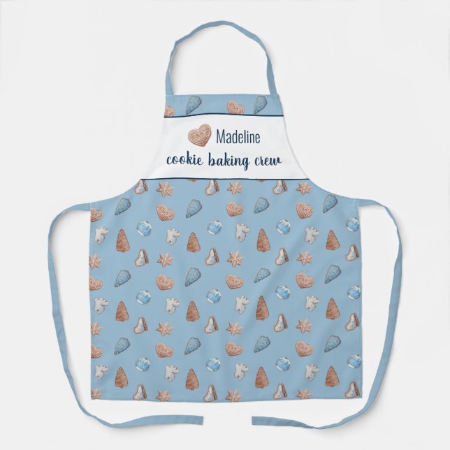 Delantal Cookie Baking Crew Blue Personalizado (Anverso)