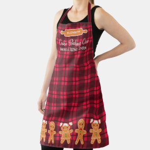 Delantal Cookie Baking Plaid Gingerbread Monograma 