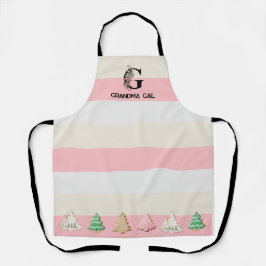 Delantal Cookie de Navidades de monograma floral rayado ros