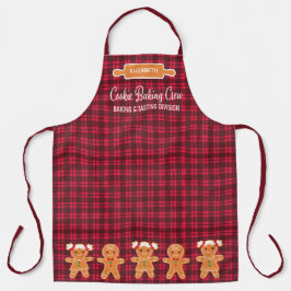 Delantal Cookie Red Plaid Gingerbread Monograma