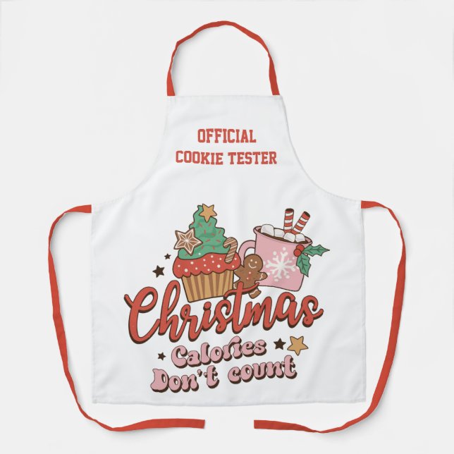 Delantal Cookie Tester | Navidades Calorías no cuentan (Anverso)