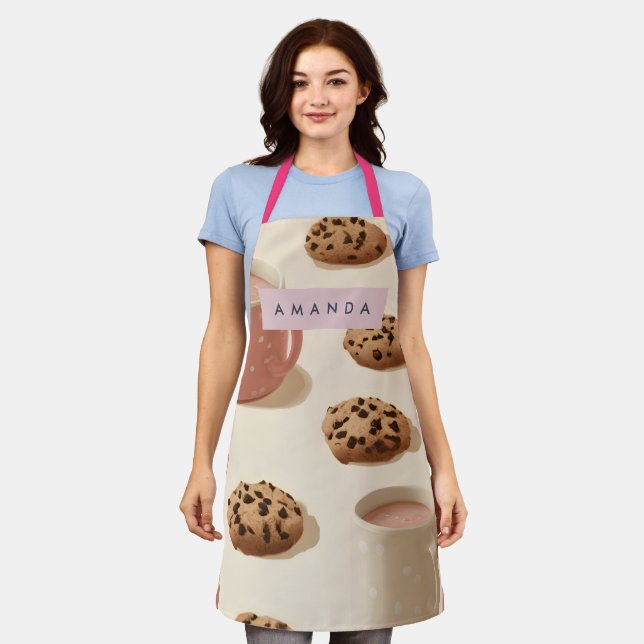 Delantal Cookies y leche personalizadas y pasteles (Gastado)