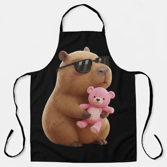 Delantal Cool Chill Capybara BBQ Apron with Teddy Bear (Anverso)